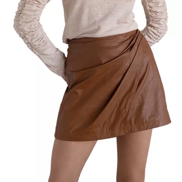 Free People Dresses & Skirts - Free People Brown Faux Leather Mini Skirt